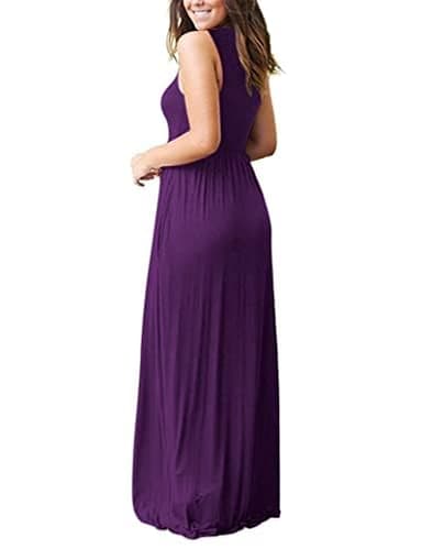 AUSELILY Women's Summer Sleeveless Loose Maxi Dress Casual Long Dresses with Pockets 2025 New (XL,Purple) - Image 3