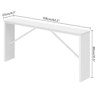 MAHANCRIS Console Table, 62.2" Long Sofa Table Behind Couch, Narrow Entryway Table, Farmhouse Dining Table with Angled Metal Frame, Industrial Console Table for Entryway, White CTWT15801 - Image 3