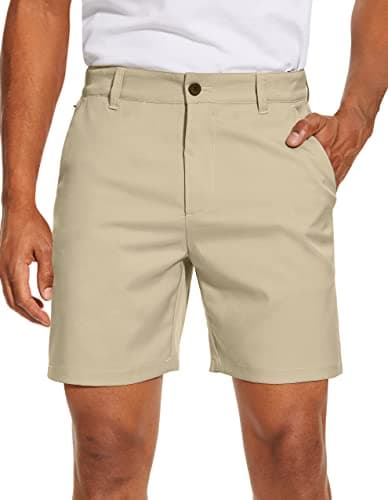 PULI Mens Golf Dress Shorts 7 Inch Inseam Business Casual Stretch Work Hiking Quick Dry Lightweight with Pockets Kahki 30 - Image 1