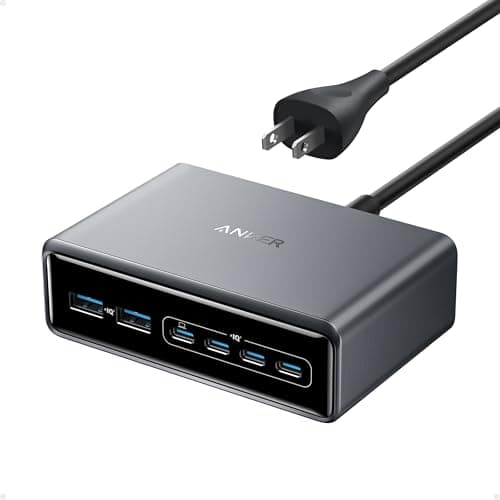 Anker Prime Charger, 200W 6-Port GaN Charging Station, USB-C PD Fast Charging Desktop Charger, Compatible with iPhone, Samsung, MacBook, Dell and More - Image 1