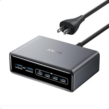 Anker Prime Charger, 200W 6-Port GaN Charging Station, USB-C PD Fast Charging Desktop Charger, Compatible with iPhone, Samsung, MacBook, Dell and More - Image 1