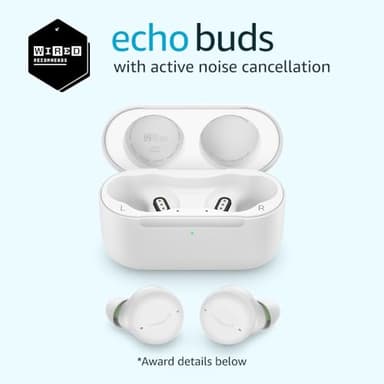 Amazon Echo Buds with Active Noise Cancellation (newest model), Wired charging case, Glacier White - Image 6