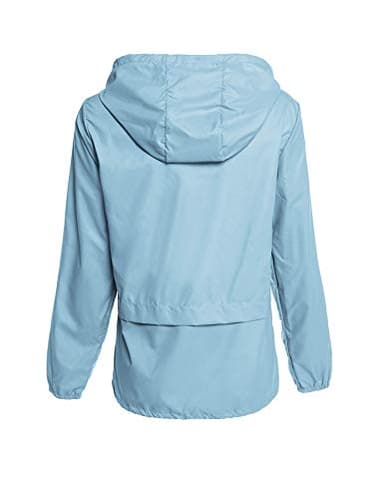 Avoogue Lightweight Raincoat Women's Waterproof Windbreaker Packable Outdoor Hooded Rain Jacket Light Blue M - Image 4
