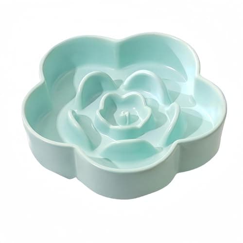 AQUAINNO Slow Feeder Dog Bowls Ceramic, Slow Bowl, Slow Eating Healthy Design for Small Medium Size Dogs, Dog Dishes to Slow Down Eating,Anti Gulping (Light Green, Medium) - Image 1
