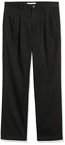 Amazon Essentials Men's Classic-Fit Wrinkle-Resistant Pleated Chino Pant (Available in Big & Tall), Black, 46W x 30L - Image 10