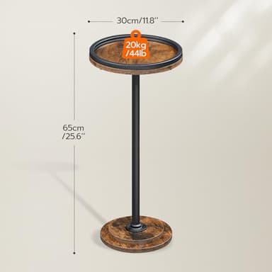 HOOBRO Small Round Side Table, Drink Table, Coffee Martini Table with Pedestal for Small Spaces in Living Room, Bedroom, Sofa Couch, Rustic Brown BF168BZ01 - Image 3