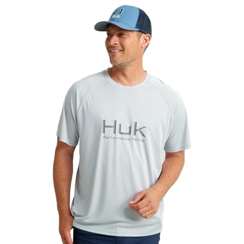 HUK Men's Standard Pursuit Short Sleeve, Performance Shirt + Sun Protection, Harbor Mist - Image 1
