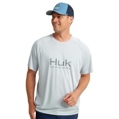 HUK Men's Standard Pursuit Short Sleeve, Performance Shirt + Sun Protection, Harbor Mist - Image 1
