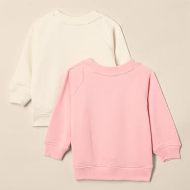 Amazon Essentials Unisex Babies' French Terry Crewneck Sweatshirts, Pack of 2, Beige/Peach Party Animals, 24 Months - Image 2