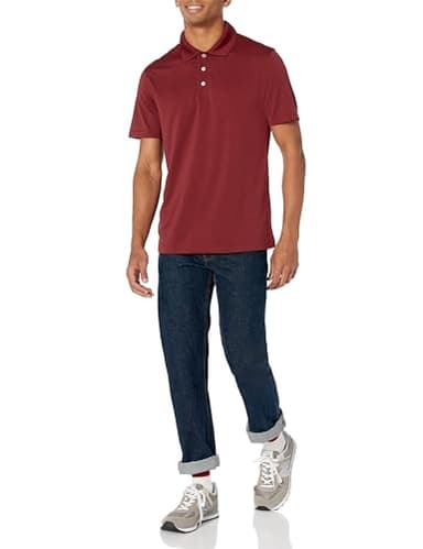 Amazon Essentials Men's Golf Polo Shirt, Short Sleeve, Slim-Fit, Quick-Dry, Rich Burgundy, Medium - Image 5