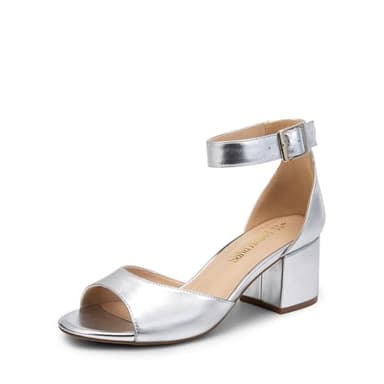 DREAM PAIRS Womens Heels, Chunk Low Heel Comfortable Pump Sandals Dress Shoe,Size 11,Silver-Metallic,CHUNKLE - Image 1
