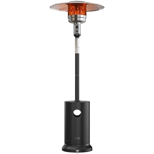 EAST OAK 50,000 BTU Patio Heater for Outdoor Use with Round Table Design, Double-Layer Stainless Steel Burner, Wheels, Triple Protection System, Outdoor Heater for Home and Residential, Black - Image 1