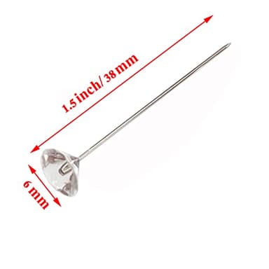100pcs Corsage Boutonniere Pins 1.5 Inch Bouquet Flower Floral Diamond Rhinestones Pins Crystal Head Clear Straight Pins for Wedding Bridal Hair Accessories Jewelry Decoration DIY Craft Sewing - Image 2
