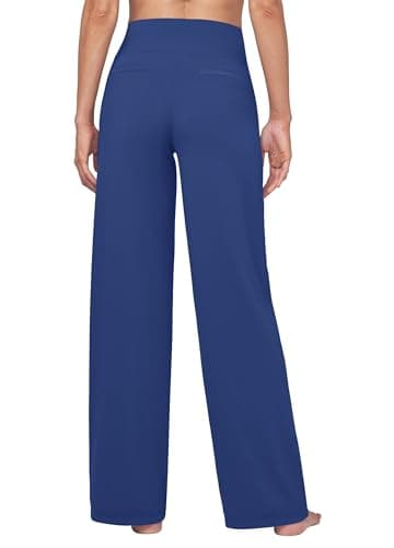 Willit Women's Yoga Pants Wide Leg Dress Work Pants Stretch Casual Pants Slacks with Pockets High Waist 28" Royal Blue L - Image 3
