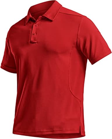 CQR Men's Polo Shirts, Tactical Short Sleeve Golf Performance Shirts, Lightweight Dry Fit UPF 50+ Pique, Frost Essential Red, Large - Image 9