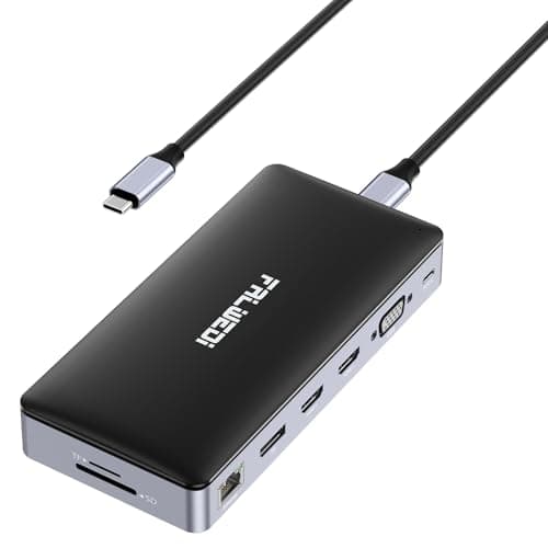 USB C Laptop Docking Station, 15 in 1 Dock with 4K Triple Display Multiport Adapter and 3 Monitors Compatible for Dell/Surface/HP/Lenovo (Dual HDMI, DP, VGA, USB Ports, RJ45, SD/TF, Mic/Audio, PD) - Image 1