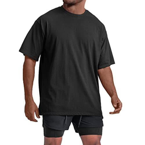 Men's Oversized Workout T-Shirts Lightweight Quick Dry Short Sleeve Tshirts Crew Neck Loose Fit Athletic Tops - Image 1