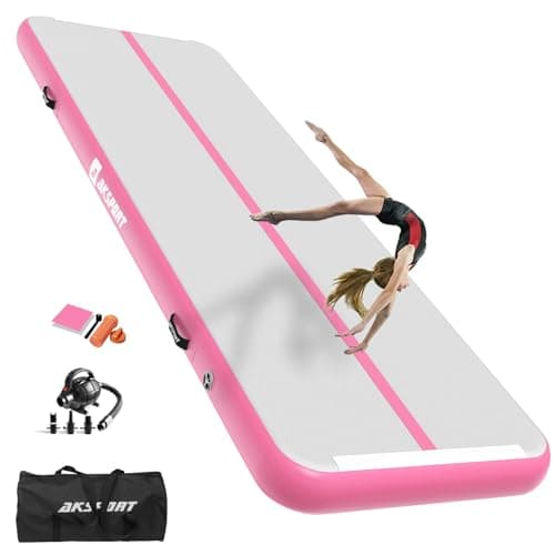 AKSPORT 8inch Air Mat Tumble Track Pro Inflatable Gymnastics Tumbling Mats for Home Use/Cheerleading/Yoga/Training with Pump - Image 1