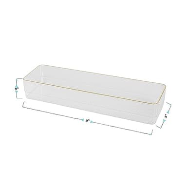 Martha Stewart Kerry Plastic Stackable Office Desk Drawer Organizers, 9" x 3", 8 Pack, with Gold Trim - Image 4