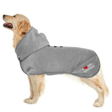 Lelepet Comfy Dog Bathrobes - Super Absorbent & Fast Drying Coat with Adjustable Hooded Hood for Small, Medium & Large Dogs - Image 1