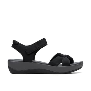 Clarks Women's Arla Shore Flat Sandal, Black Textile, 9 - Image 6