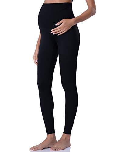 POSHDIVAH Women's Maternity Leggings Over The Belly Pregnancy Yoga Pants Active Wear Workout Leggings Black Medium - Image 1