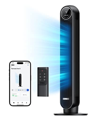 Dreo Tower Fan for Bedroom, Smart Oscillating Quiet Floor Fans, Standing Bladeless Fan with Remote and WiFi Voice Control, 4 Modes, 4 Speeds, 8H Timer, 28dB, Works with Alexa/Google - Image 1