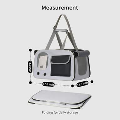 Cat, Dog Carrier for Pets up to 15 lbs, Soft-Sided Collapsible Pet Carrier with Sturdy Base, Roll-up Curtain and Large Storage Bag, Cat Bag for Medium Cats and Small Dogs - Image 7