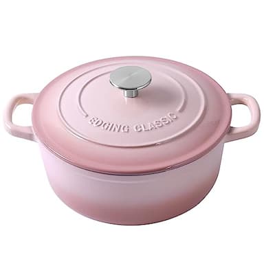 EDGING CASTING Enameled Cast Iron Covered Dutch Oven with Lid Round Pot for Bread Baking, 7 Quart, Pink - Image 1