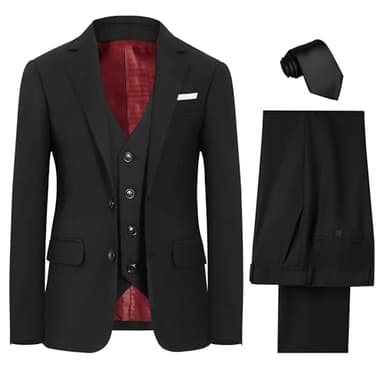 BOLADA Boys' Suit Black Husky Suits for Kids Formal Classic 4 Piece Big Boys Toddler Tuxedos Teen Youth Size 14 - Image 1