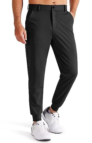Libin Men's Golf Pants Joggers Lightweight Quick Dry 3 Pockets Slim Fit Soft Stretchy Tapered Leg Work Dress Pants Athletic, Black XL - Image 1