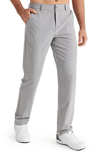 Libin Mens Golf Pants Classic Fit Stretch Work Dress Pants 32" Quick Dry Lightweight Business Casual Trousers Comfort Water Resistant, Light Grey, 32W x 32L - Image 1
