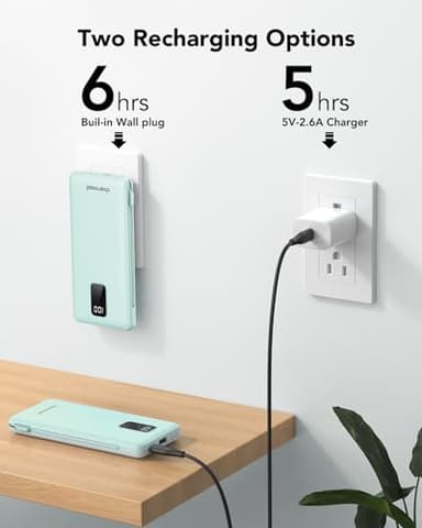 charmast Portable Charger with Built-in Cables and Plug, 10000mAh USB C Power Bank Fast Charging, External Battery Pack Slim, Travel Essentials Compatible with iPhones, Samsung Galaxy, iPad - Image 4