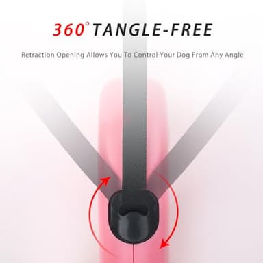 enrgticdg 16Ft Retractable Dog Leash,Light Weight Leash for Small to Medium Dogs/Cats Up to 50lbs,Stainless Steel Spring Strong Nylon Tape, Tangle Free, One-Handed Brake.(Pink) - Image 6