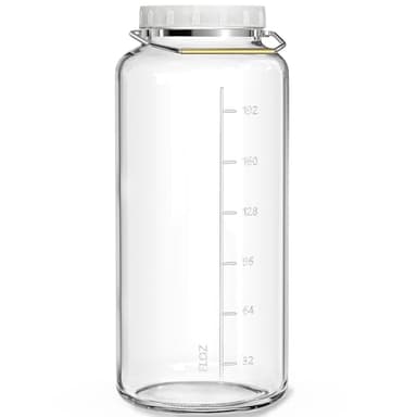 Qianfenie 2 Gallon Glass Jar with Airtight Lid, Wide Mouth Mason Jar with Lids(7600ML), Set of 1, 2 Gallon Large Glass Jar with Lid and Stainless Steel Handle - Image 1