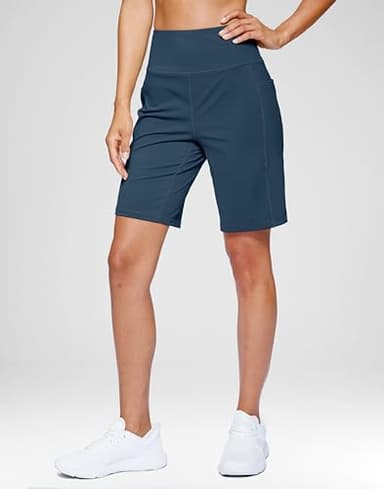 G Gradual Women's 9" Bermuda Long Shorts with Pockets High Waisted Athletic Knee Length Shorts for Women Walking Workout(Borealis Green,M) - Image 3