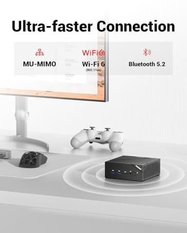 FIREBAT Mini PC Gaming, AMD Ryzen 6600H, 4800MHz DDR5 PCIe SSD, WiFi6 BT5.2 MU-MIMO 2xLAN, DP2.0 (4K@160Hz), HDMI 2.1, USB-C, 4xUSB-A, Radeon 660M GPU Home/Business/Student Desktop Computer【AM02】 - Image 5