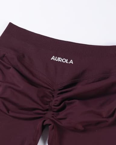 AUROLA Influence Collection Workout Shorts for Women,No Roll Up New Scrunch Seamless Gym Short-2.5" Inseam, Black Cherry, S - Image 3