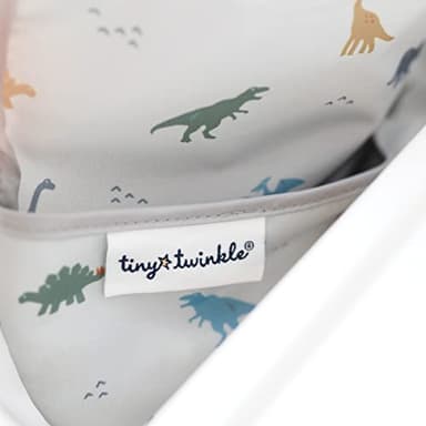Tiny Twinkle Mess Proof Baby Bib - Waterproof & Lightweight Baby-Led Weaning Apron | 100% Recycled Polyester, Easy Clean & Machine Washable (Dinosaur, Small 6-24 Months) - Image 5