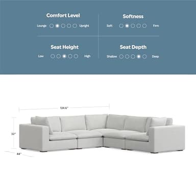 SIMPLIHOME Jasmine Corner Sectional Modular Sofa in Performance Fabric, Cloud Grey, 125-inches Wide, Handcrafted Contemporary-Style L-Shaped Couch for Living Room - Image 3