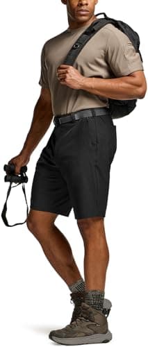 CQR Men's Quick Dry Stretch Hiking Cargo Shorts, Lightweight Water Resistant Tactical Casual, Golf & Outdoor with Pockets, Routine Black, 36W x 10L - Image 3