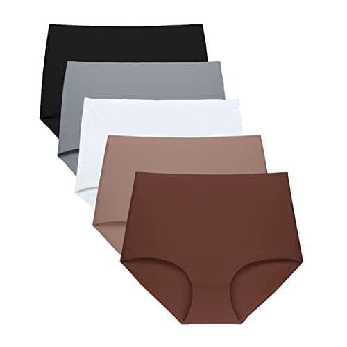 FallSweet No Show High Waist Briefs Underwear for Women Seamless Panties Multi Pack (Multi6 (5-Pack), Large) - Image 1