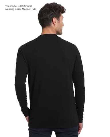 True Classic Long Sleeve Shirts for Men — Mens Long Sleeve Tee-Shirts, Henley Shirts for Men and Waffle-Knit Thermal T-Shirts - Classic Crew Neck - Regular, Pack of 1, Black, XL - Image 9