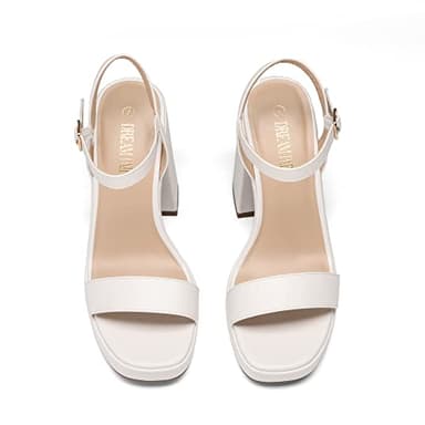 DREAM PAIRS Heels for Women Block Chunky Platform High Heels Open Toe Giselle Fashion Wedding Party Evening Prom Dance Ankle Strap Dress Pump Sandals Shoes,Size 8,White - Image 4