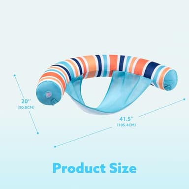 SLOOSH Inflatable Pool Floats Chairs Adults, 2 Packs Floating Noodle Chair with Stripes Design Soft Fabric Covered with Sling for Swimming Pool Water Party Summer Lake,Blue,Green - Image 6