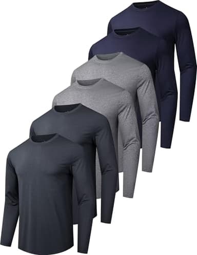 6 Pack Men's Quick Dry Long Sleeve Shirts UPF 50+ UV Sun Protection SPF Moisture Wicking T-Shirt for Casual Workout BL - Image 1
