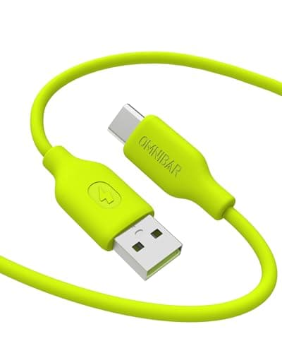 OMNIBAR Silicone USB A to USB C Cable (6FT, Lime Green), USB C Charger Cable Fast Charging for iPhone 17/16/15 iPad MacBook, Type C Charger Cord for Galaxy S25/S24 Pixel 9/8 Tablet Laptop CarPlay Cord - Image 1