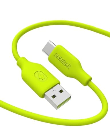 OMNIBAR Silicone USB A to USB C Cable (6FT, Lime Green), USB C Charger Cable Fast Charging for iPhone 17/16/15 iPad MacBook, Type C Charger Cord for Galaxy S25/S24 Pixel 9/8 Tablet Laptop CarPlay Cord - Image 1