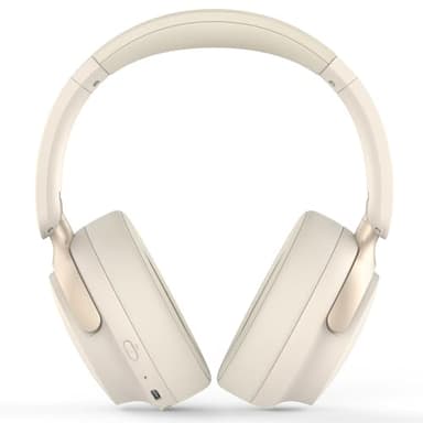 RORSOU B8 Bluetooth Headphones Over Ear, 6 EQ Music Modes and 50H Playtime Deep Bass Wireless Headphones with Mic, Lightweight Folding HiFi Stereo Headset for iPad/Travel/Tablet/PC/Home Beige White - Image 2