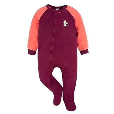 Gerber Baby Girls Toddler Loose Fit Flame Resistant Fleece Footed Pajamas 2-Pack, Purple Flower Toss, 4T - Image 3